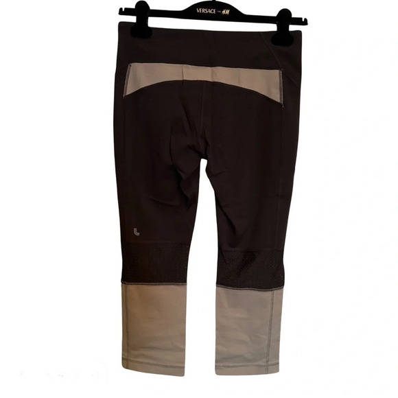 Lolë Panna Grey Black Mesh Detail Workout Athletic Performance Leggings Sz M - Picture 2 of 14
